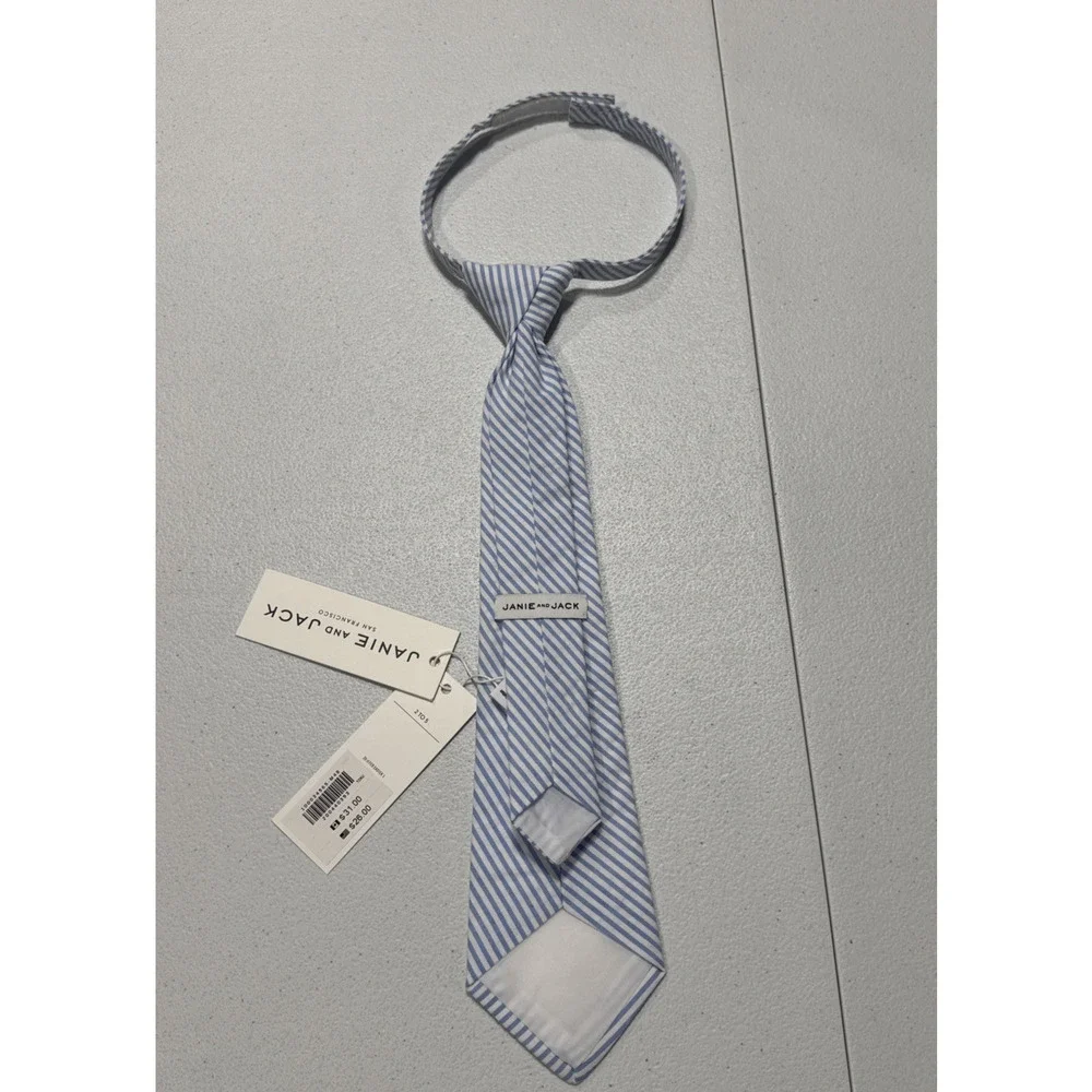 JANIE AND JACK Boys Striped Tie 2-5 Years Blue White Preppy Special Occasion